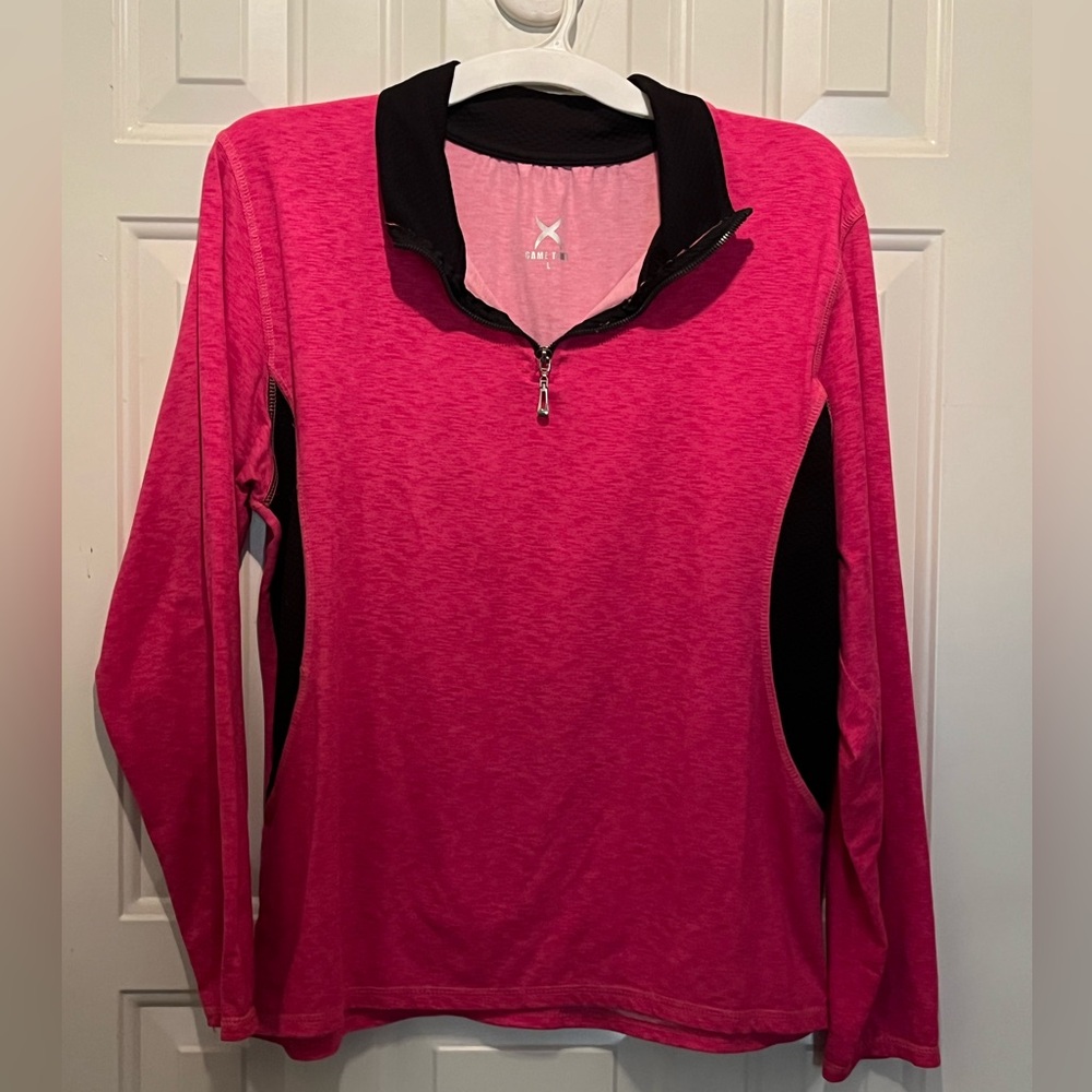 Game Time Pink and Black Women's Quarter Zip Pullover